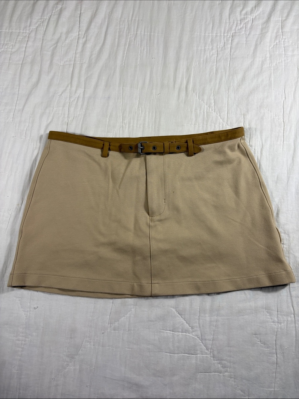 NWT American Eagle Khaki Tan Belted Mini Skirt Stretch A-Line Preppy Skort